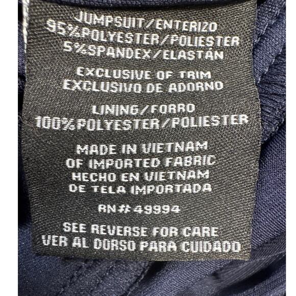 R&M Richards Navy Blue Rhinestone Tiered Asymmetrical Formal Pantsuit Women 18W - Picture 7 of 9